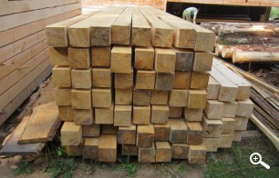 Хранение бруса 150х150 на производстве